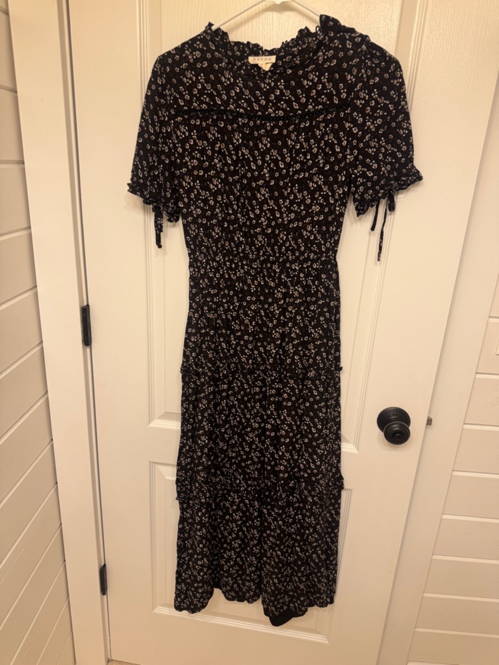 Bohme Black Floral Ruffle Maxi Dress
